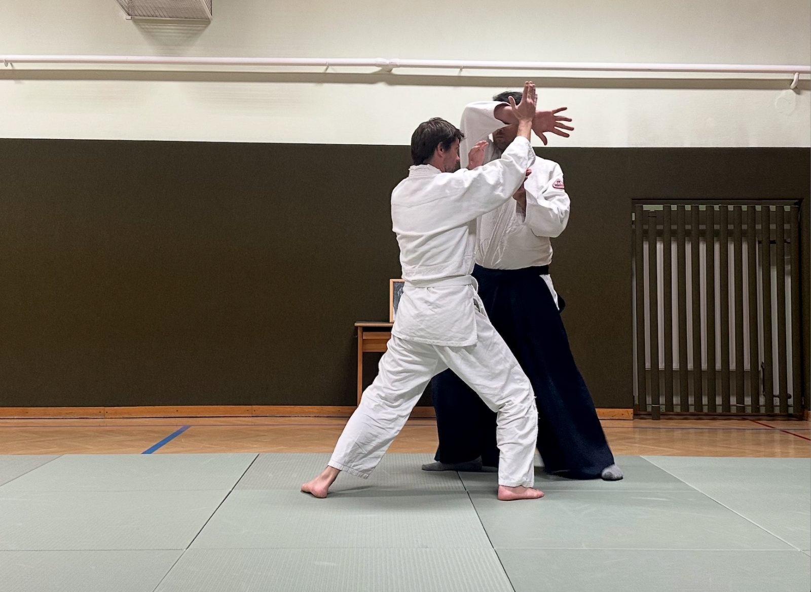 Aikido-Partnerübung auf der Matte im Dojo Vöcklabruck